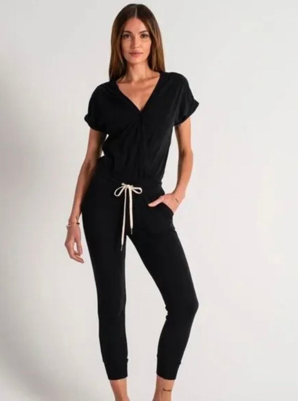 n:philanthrophy Lawes Black Jumpsuit Small Cut Out Back Gathered Ankle